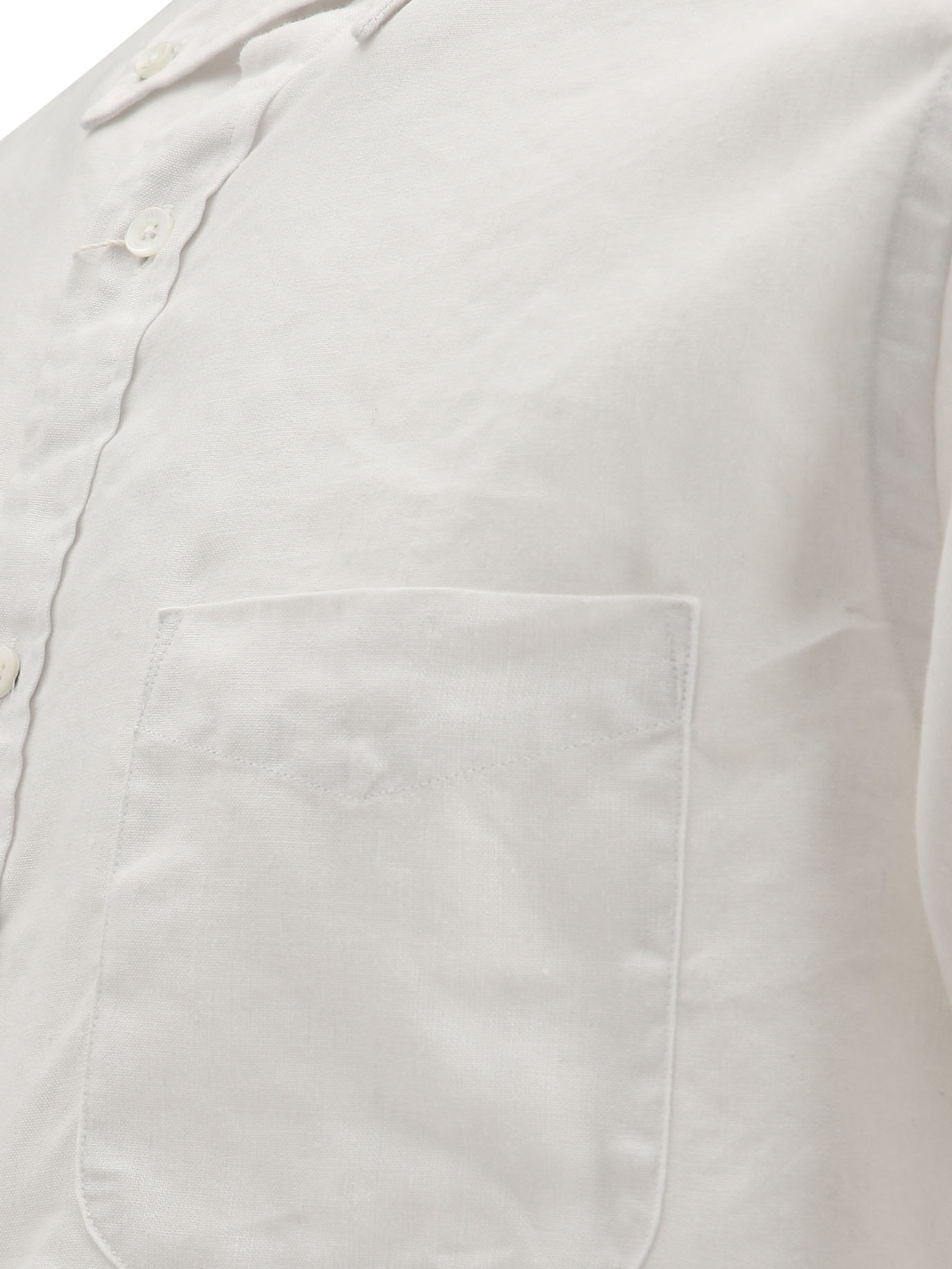 BEAMS PLUS White Linen shirt with chest pocket